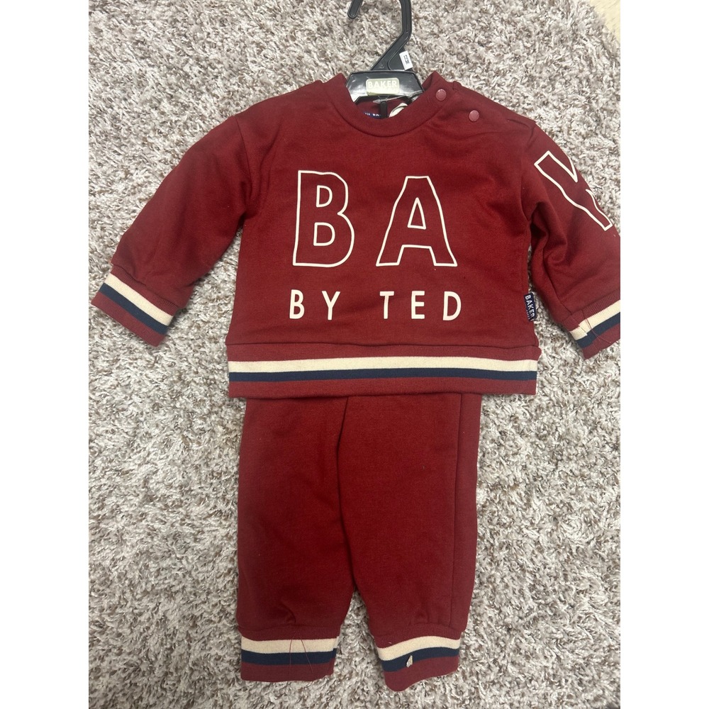 Baker by Ted Baker Kids Burgundy 2-Piece Sweatshirt and Joggers Set 12M NWT